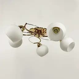 Золота люстра на 5 білих плафонів | Арт. 91061/5 GD | Line F