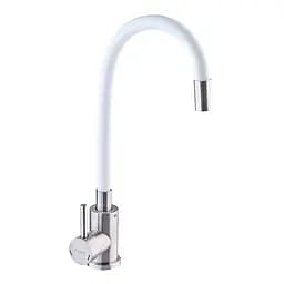 Смеситель для кухни Champion SUS-011 с белым силиконовым изливом CH0331 Нержавеющая сталь