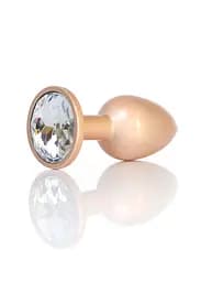 Анальная металлическая пробка Plug-Jewellery Pearl Gold PLUG- Clear S Boss Series 64-00129 100343
