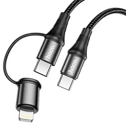 Кабель Hoco Combo 2 в 1 Type-C to Type-C/Lightning Exquisito PD charging cable X50 черный 60W