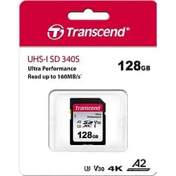 Карта пам'яті Transcend SD 128GB C10 UHS-I U3 A2 R160/W90MB/s 4K (TS128GSDC340S) - мініатюра 2