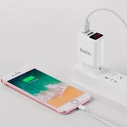 Зарядний пристрій 2USB Hoco C63A LCD 2.1A White - мініатюра 8