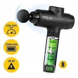 Ручний перкусійний масажер 4FIZJO Massage Gun Evo 30 Вт (масажний пістолет) 4FJ0591 (P-5907739319920) - мініатюра 3