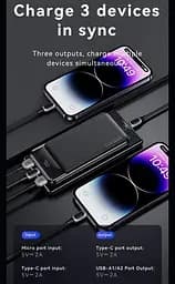 Power Bank Usams US-CD202 30000mAh 3 Ports Display black зовнішній акумулятор (6958444905617) - мініатюра 4