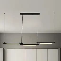 Унікальна підвісна люстра у чорному видовженому корпусі 121х13 см | Line F | Арт. MJ318-1500L BK