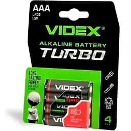 Батарейка Videx Turbo LR03 (AAA) blister 4 (4/40/720)