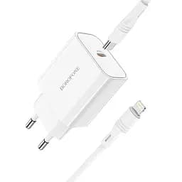 Зарядный - Адаптер сетевой BOROFONE Type-C to Lightning cable Easy Speed ​​single port charger BA57A набор белый