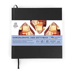 Скетчбук для маркерів PU 163*163 мм, 48 аркушів, 220 г/м2, чорна обкладинка, 99IDEA9-SBDS16X16BL