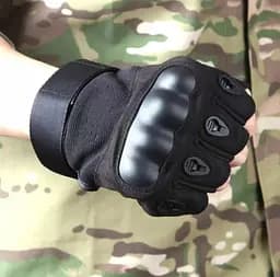 Моторукавички без пальців Combat на липучці спортивні (Чорний) XL - мініатюра 4
