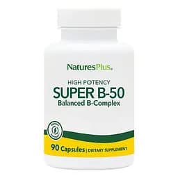 Комплекс вітамінів В Natures Plus Super B-50, 90 вегакапсул