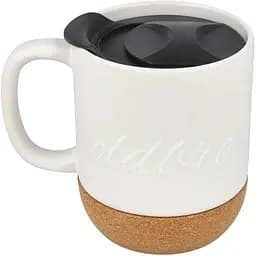 Керамічний кавовий кухоль OldBro Whiter White 400 мл з корковим дном і кришкою