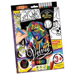 Набір креативної творчості, Бархатна розмальовка фломастерами Velvet, Danko Toys - мініатюра 6