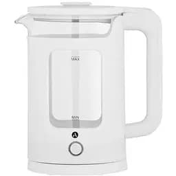 Електрочайник Ardesto EKL-T31GW, білий, 1350W, 1.5л, дисковий, скло, індикатор рівня води, підсвічування, відключення при