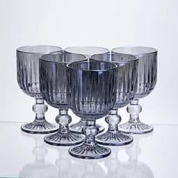 Набор бокалов для вина 6 штук по 220 мл ребристых из толстого стекла синий HP-19-238 бокал для напитков прозрачный