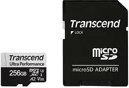 Карта пам'яті microSD 256GB C10 UHS-I U3 A2 R160/W125MB/s + SD Transcend teh0013274