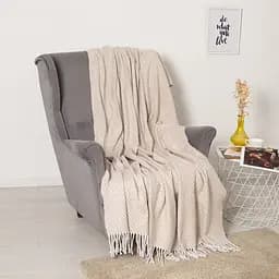 Плед бавовняний Vladi Валенсія Антоніо 170х200 біло-бежевий