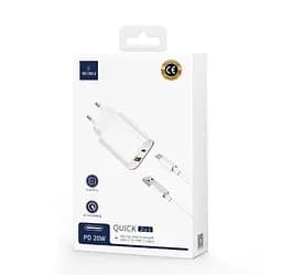 Мережевий зарядний пристрій Wiwu Wi-U002 PD QC charger set with EU plug Type C to Lightning Білий - мініатюра 2