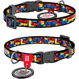 Нашийник для котів та дрібних порід собак Waudog Nylon Блоки з QR паспортом XS 20-30x1 см