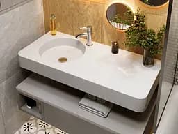 Умивальник Miraggio LOOP 1000 L (8813930) Miramarble, Глянцевий, Підвісний, Білий - мініатюра 7