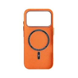 Карбоновый чехол для Apple iPhone 17 Pro, LikeCarbon2 SE MagCase, оранжевый, тонкий защитный чехол-панель из поликарбоната с магнитами N52, MagSafe, противоударный, совместим с беспроводной зарядкой, приподнятые края для защиты камеры - мініатюра 2