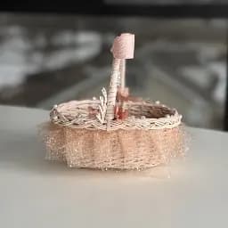 Великодній кошик 15х12х13см hand-made MIS LT рожевий з рожевим декором міні - мініатюра 2
