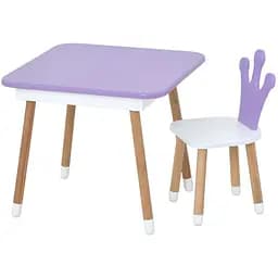 Стол со стульчиком, корона, ящик, сиренево-белый, 06-025V-BOX