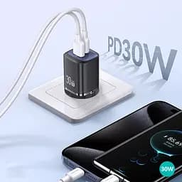 МЗП Usams US-CC254 GaN HC Ser. 30W (1USB-A/1C) Black - мініатюра 2