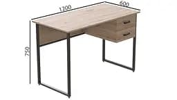 Комп'ютерний стіл Ferrum-decor Таккота 76x120x60 чорний ДСП Дуб Артізан 32мм (FRD-101924) - мініатюра 3