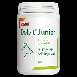 Вітамінно-мінеральна добавка Dolfos Dolvit Junior для фізіологічно-нормального росту цуценят 510 таблеток 800 г