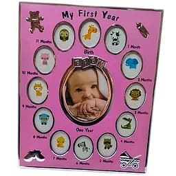 Мультирамка Альбом новонародженого для 13 фото рожева 30 х 25 х 1.5 см 