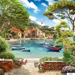 Картина Алмазна мозаїка 30 * 30 см зі стразами на підрамнику Лазурний берег пейзаж море