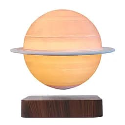 Магнитная левитационная лампа HCNT Levitating Lamp Saturn Dark Wood Grain SIM10-GW5-S
