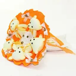 Букет из игрушек Мишки оранжевый 5345IT с 5ю игрушками.