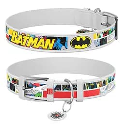 Ошейник для собак кожаный Waudog Design с QR-паспортом "Бэтмен1" Ш 20 мм Д 29-38 см