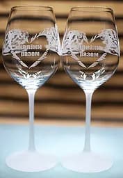Набір винних келихів 480 мл з гравіюванням Лебеді весільні фужери подарунок на річницю для коханих