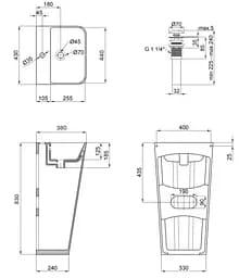Комплект Qtap Tern: Раковина підлогова моноблок 440х380х830 мм White + Донний клапан PU02O (QT1711G302WN47320) - мініатюра 7