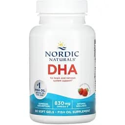Омега-3 Nordic Naturals DHA 830 mg, 90 капсул - Полуниця