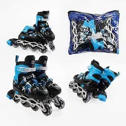Роликовые коньки, размер 34-38, PVC колеса, стелька 21-24 см, синий, INLINE SKATE, 32701-M
