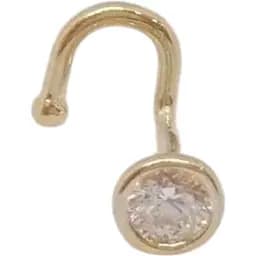 Золота сережка-пірсинг Столична Ювелірна Фабрика в ніс з фіанітом. 360020