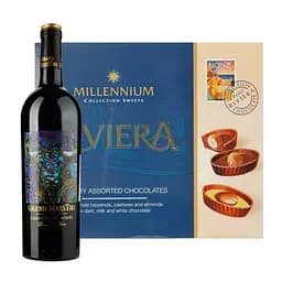 Набір: Вино Grand Maestro Rouge AOP Costieres de Nimes червоне сухе 0.75 л + Цукерки Millennium Riviera 125 г