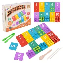 Детская деревянная игрушка "Цифры" Bambi C9412 пазлы цифры, бусины