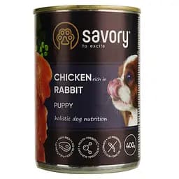 Влажный корм для щенков всех пород Savory Dog All breeds Puppy с курицей и кроликом 400 г