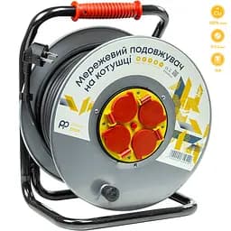 Удлинитель на катушке PowerPlant 50 м, 3x2.5мм2, 16A, 4 розетки, 100% медь (JY-20022/50)