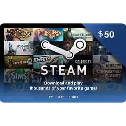 Код активації Steam Gift Card (Стім) на 50 usd US-регіон