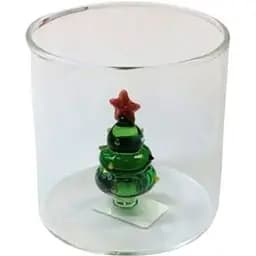 Склянка новорічна Olens 102-1176 з фігуркою всередині Зелена ялинка 310 мл Прозорий