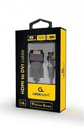 Кабель Cablexpert HDMI - DVI (M/M), двоспрямований, 18 + 1 pin, 1.8 м, Black (CC-HDMI-DVI-4K-6) - мініатюра 2