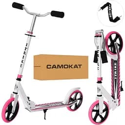 Самокат детский iTrike складной 30х11х87-96 см бело-розовый 000222970