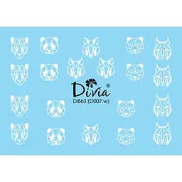 Наклейки для ногтей Divia водная 3D контурная Di863 D-007.w Тигр медведь рысь