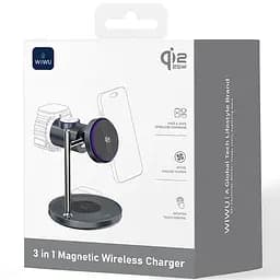 Бездротовий зарядний пристрій WIWU Wi-W041 Space Qi2 3 in 1 wireless charger Black - мініатюра 4