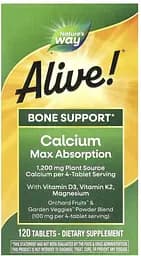 Витамины и минералы Nature's Way Alive! Calcium Bone Support, 120 таблеток